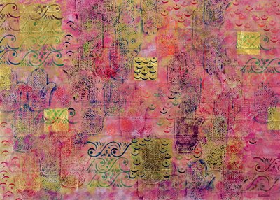 Hands of Fatima with Crescent Moon and Stars by Laila Shawa